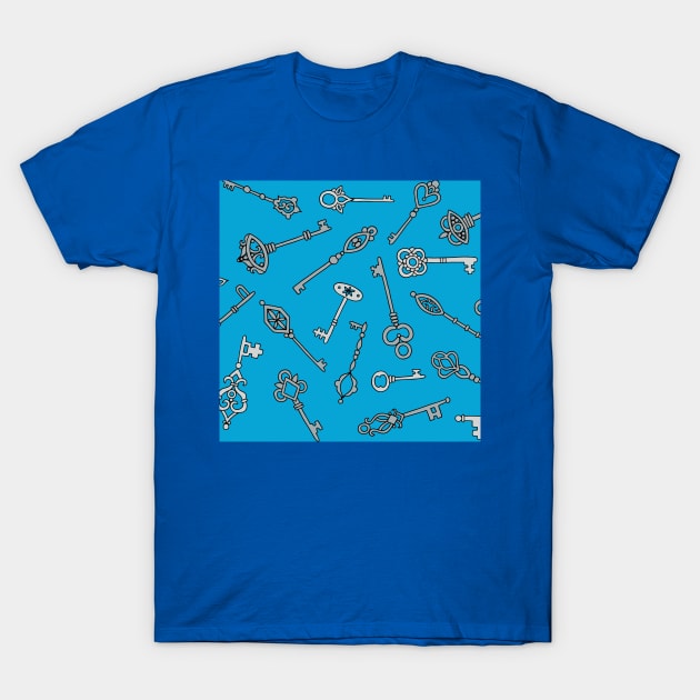 Skeleton Keys Blue Palette T-Shirt by HLeslie Design